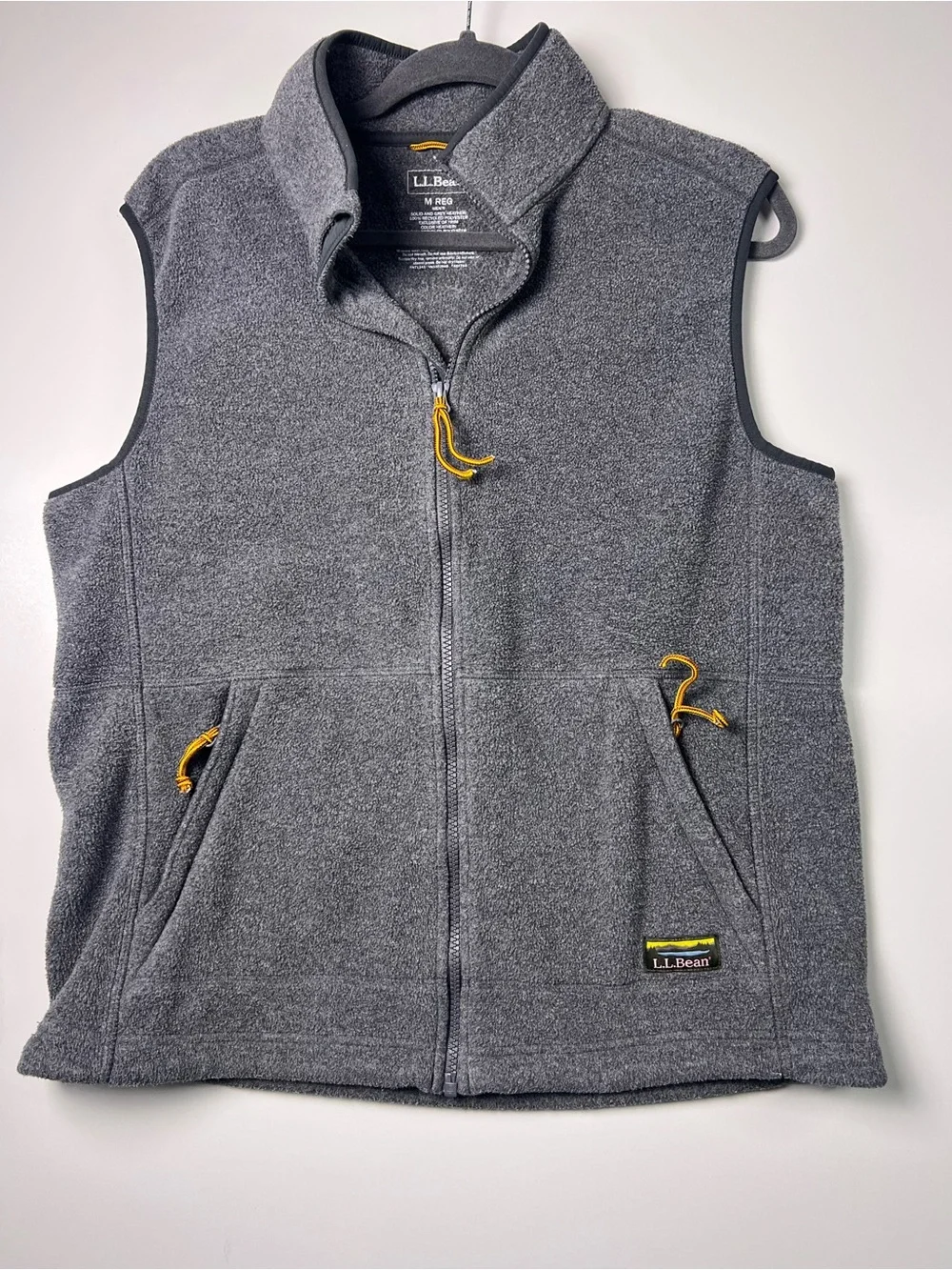 L.L.Bean Men’s Gray Full Zip Vest Stand-Up Collar Pockets Size M Regular